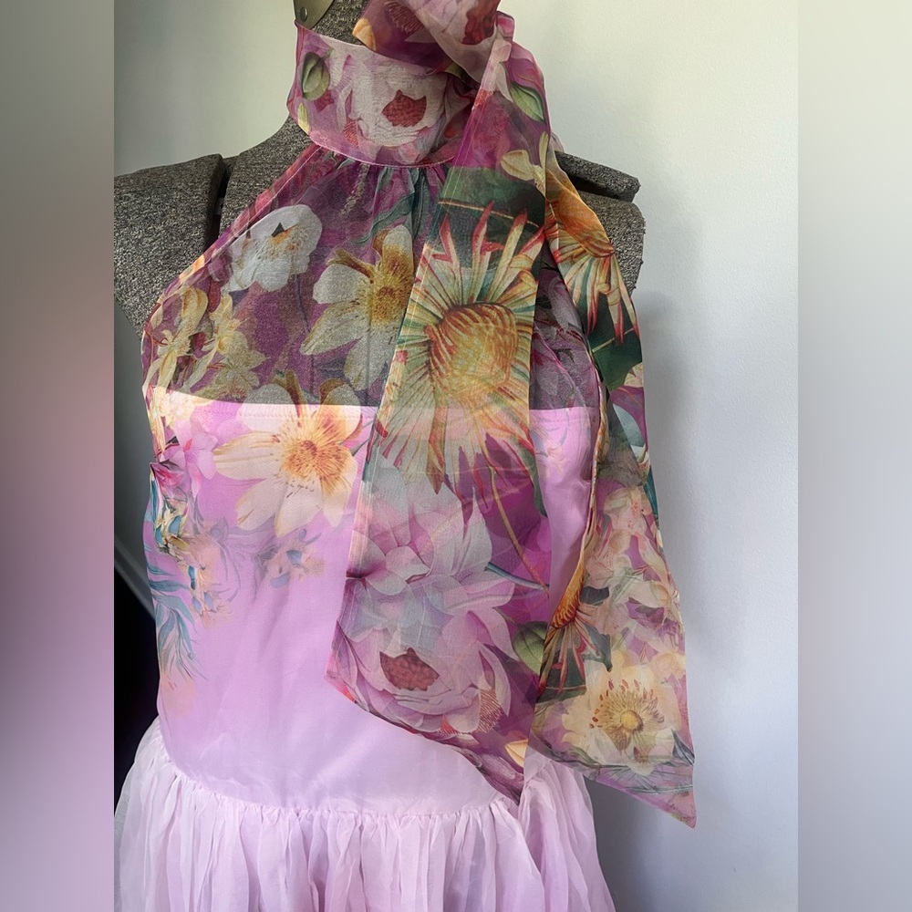Anthropologie BHLDN Pink Floral Maxi Dress with Halter Neck - Picture 7 of 9